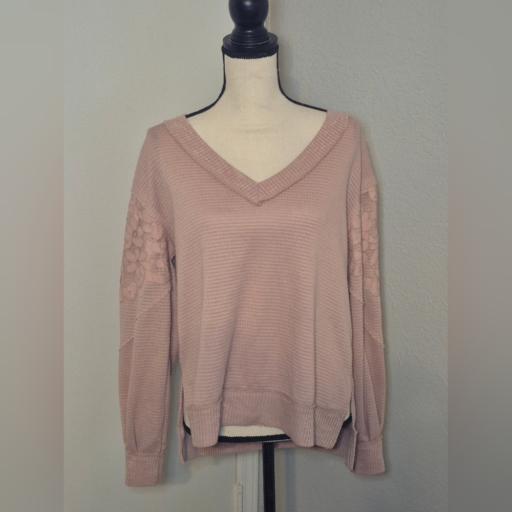 Women's Pink V-Neck Sweater